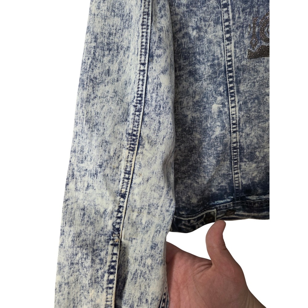 1969 Italia Mens XL‎ Acid Wash Denim Jacket Graphic Patch - Picture 9 of 9